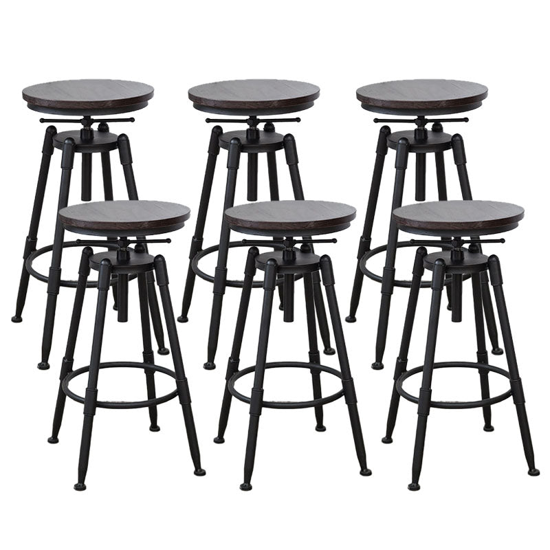 Industrial Metal Barstool Footrest Wood Counter Stool in Matte Finish