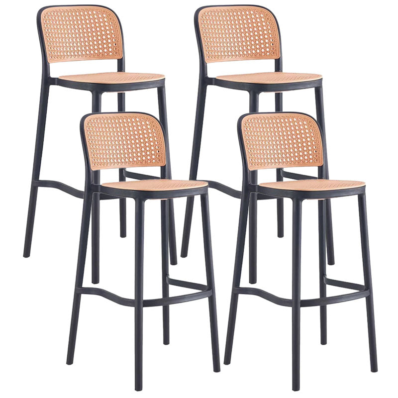 Scandinavian Armless Bar Stool Plastic Low Back Stool in White and Black