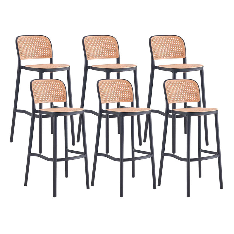 Scandinavian Armless Bar Stool Plastic Low Back Stool in White and Black