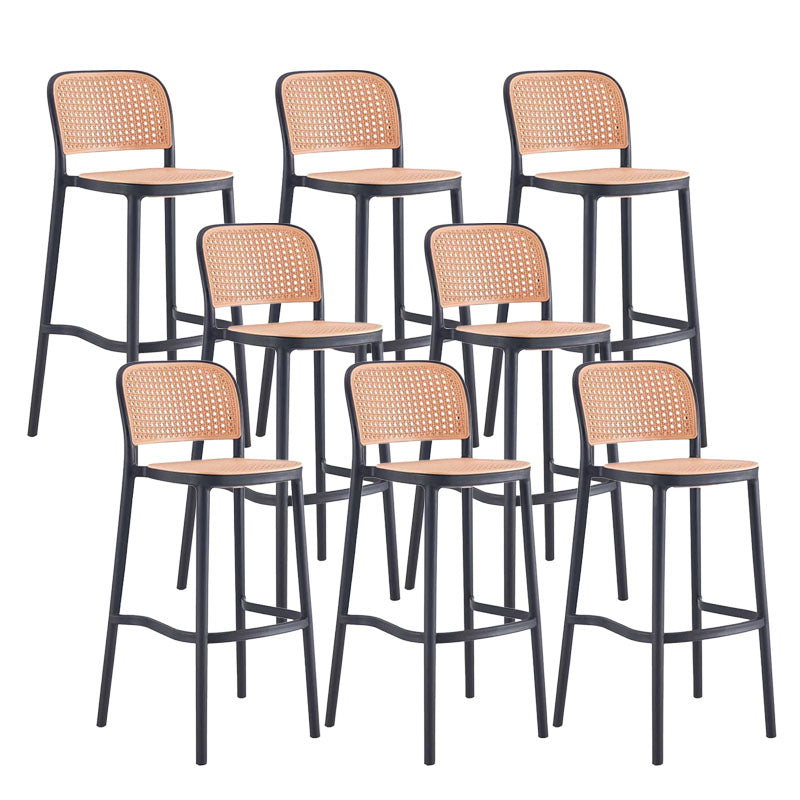 Scandinavian Armless Bar Stool Plastic Low Back Stool in White and Black