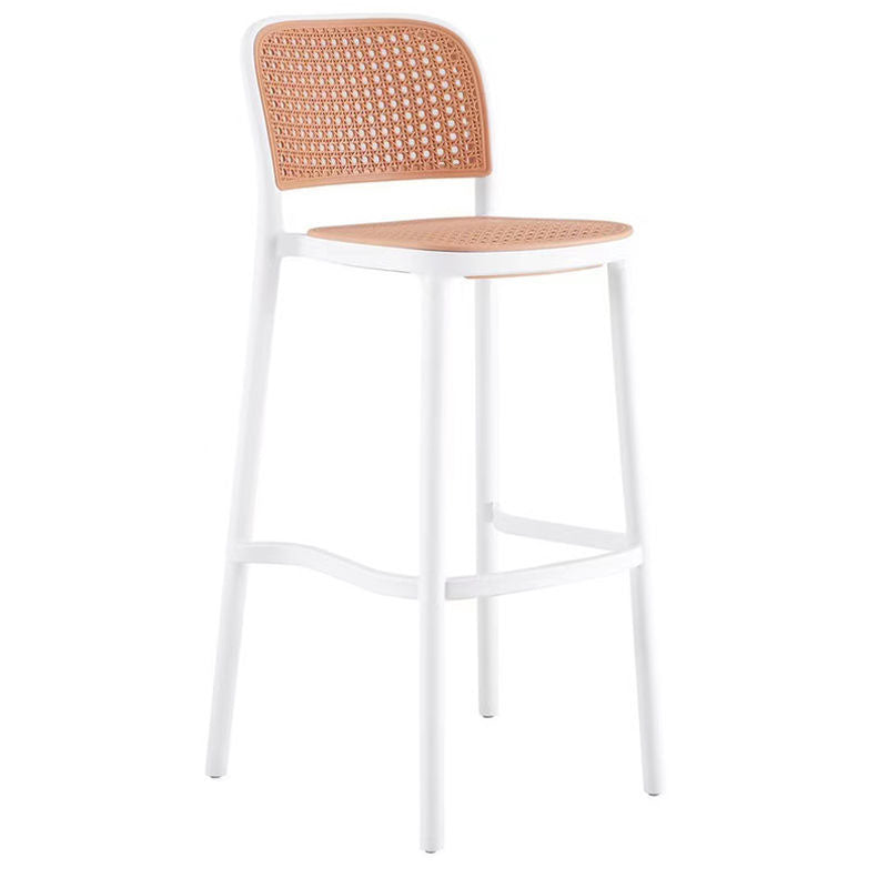 Scandinavian Armless Bar Stool Plastic Low Back Stool in White and Black