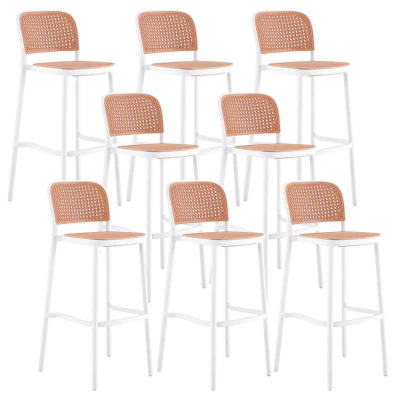 Scandinavian Armless Bar Stool Plastic Low Back Stool in White and Black