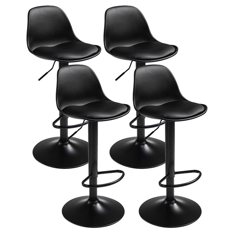 Contemporary Metal Barstool Low Back Faux Leather Cushion Footrest Stool