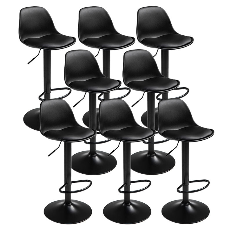 Contemporary Metal Barstool Low Back Faux Leather Cushion Footrest Stool