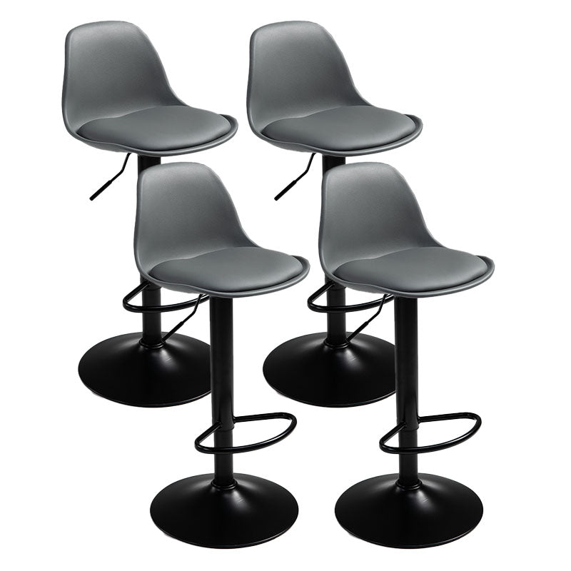 Contemporary Metal Barstool Low Back Faux Leather Cushion Footrest Stool