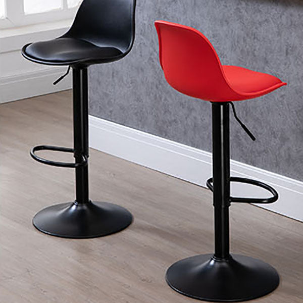 Contemporary Metal Barstool Low Back Faux Leather Cushion Footrest Stool