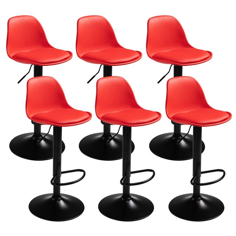 Contemporary Metal Barstool Low Back Faux Leather Cushion Footrest Stool