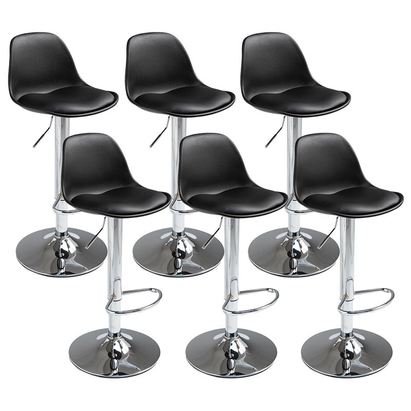 Contemporary Metal Barstool Low Back Faux Leather Cushion Footrest Stool