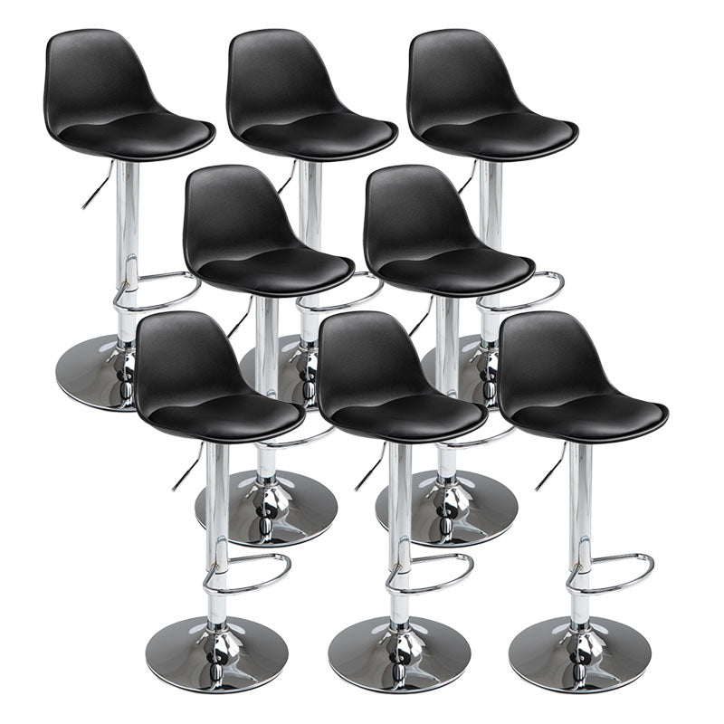 Contemporary Metal Barstool Low Back Faux Leather Cushion Footrest Stool