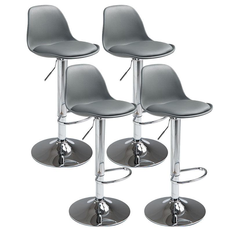 Contemporary Metal Barstool Low Back Faux Leather Cushion Footrest Stool