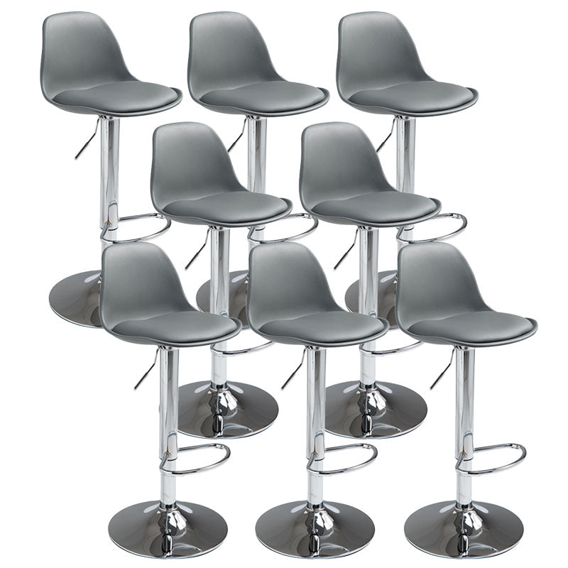 Contemporary Metal Barstool Low Back Faux Leather Cushion Footrest Stool