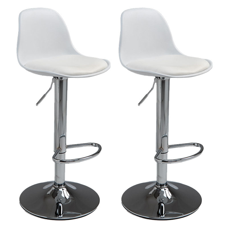 Contemporary Metal Barstool Low Back Faux Leather Cushion Footrest Stool