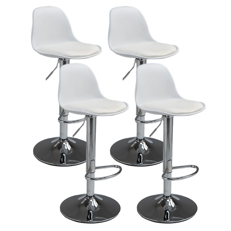 Contemporary Metal Barstool Low Back Faux Leather Cushion Footrest Stool