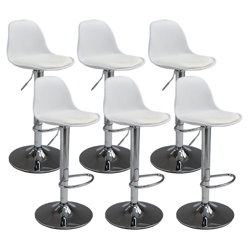 Contemporary Metal Barstool Low Back Faux Leather Cushion Footrest Stool