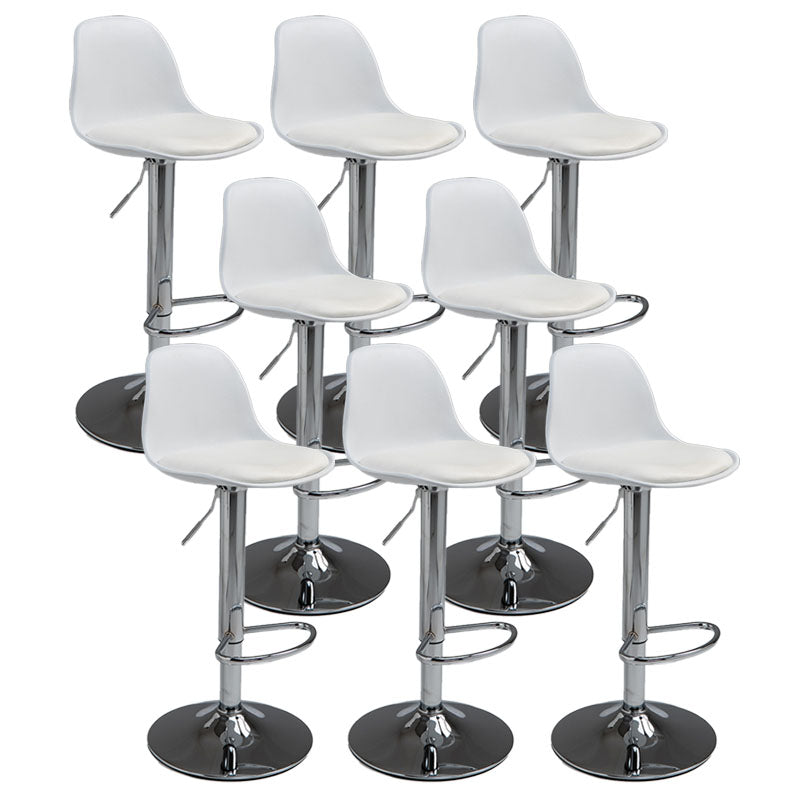 Contemporary Metal Barstool Low Back Faux Leather Cushion Footrest Stool