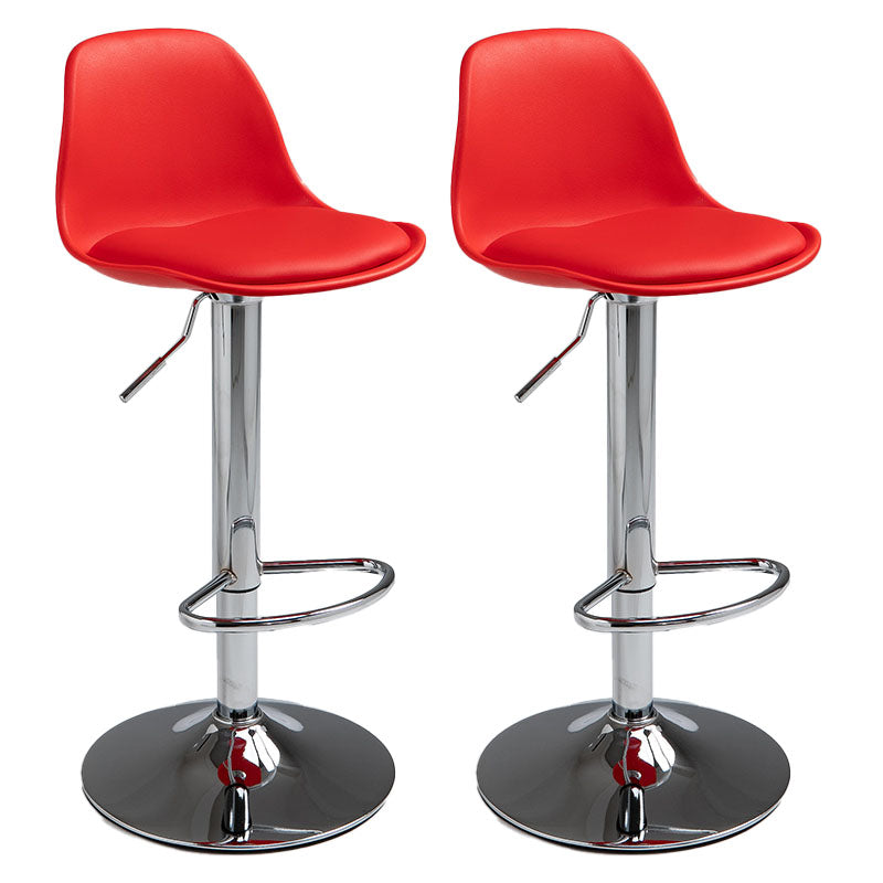 Contemporary Metal Barstool Low Back Faux Leather Cushion Footrest Stool