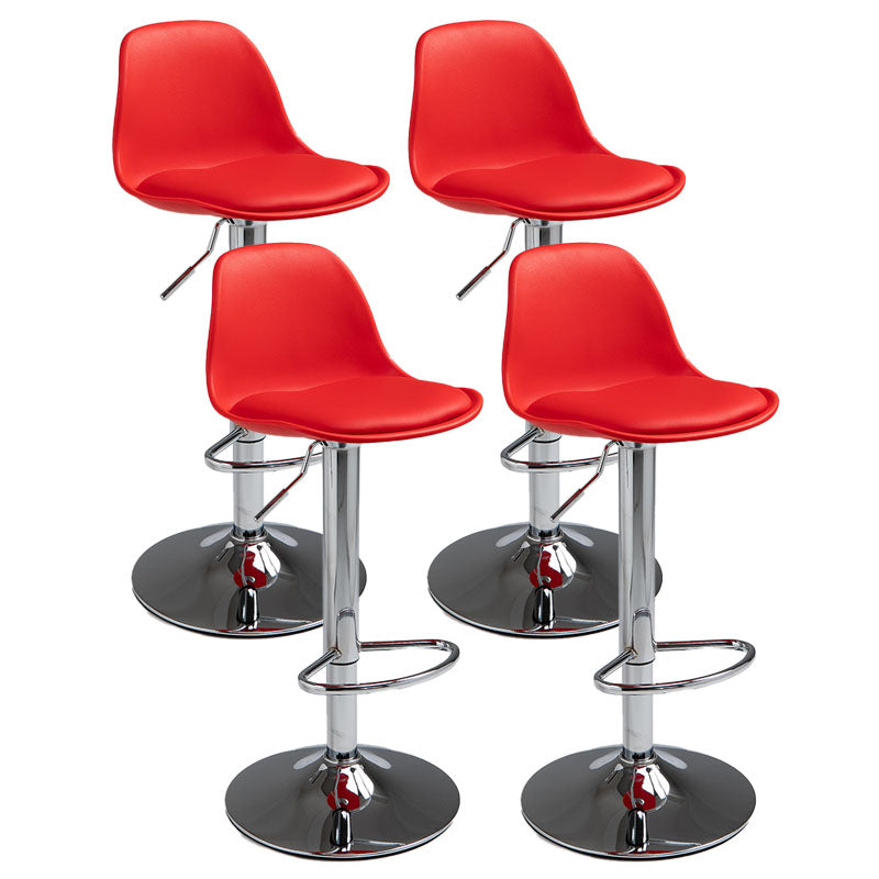 Contemporary Metal Barstool Low Back Faux Leather Cushion Footrest Stool