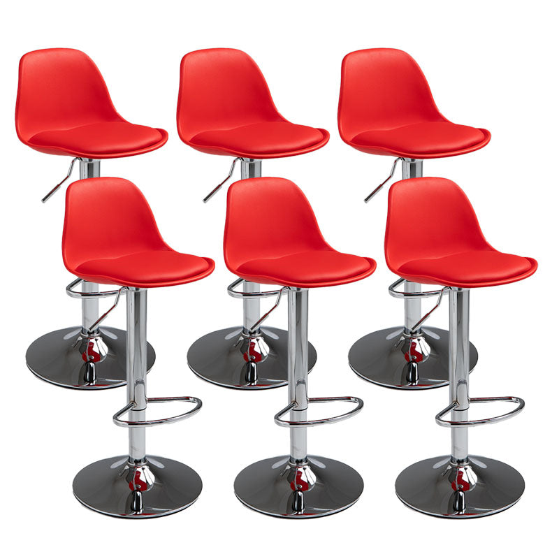 Contemporary Metal Barstool Low Back Faux Leather Cushion Footrest Stool