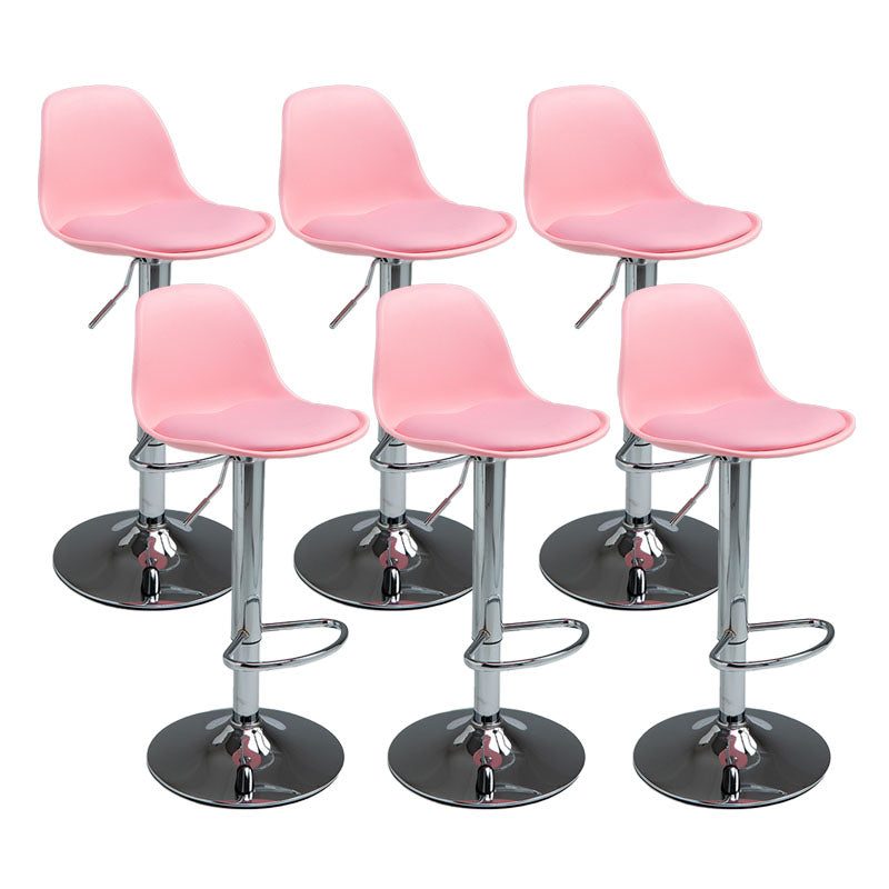 Contemporary Metal Barstool Low Back Faux Leather Cushion Footrest Stool