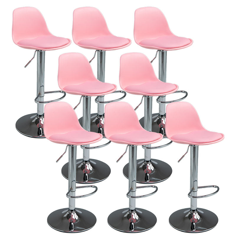 Contemporary Metal Barstool Low Back Faux Leather Cushion Footrest Stool