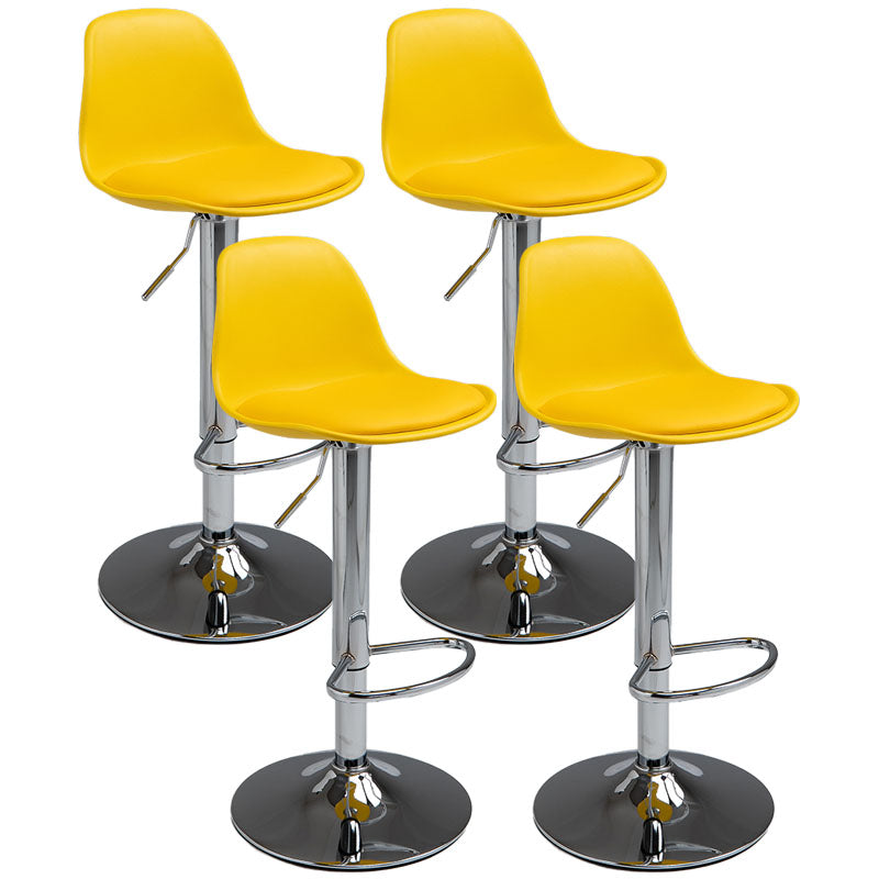 Contemporary Metal Barstool Low Back Faux Leather Cushion Footrest Stool