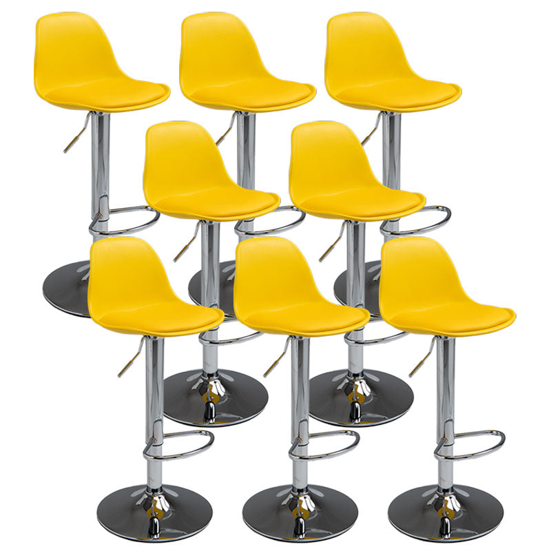 Contemporary Metal Barstool Low Back Faux Leather Cushion Footrest Stool