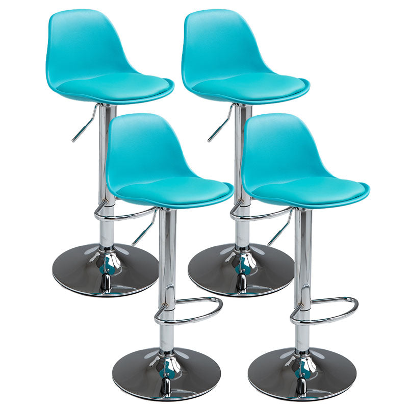 Contemporary Metal Barstool Low Back Faux Leather Cushion Footrest Stool