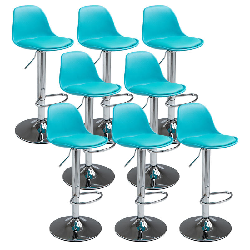 Contemporary Metal Barstool Low Back Faux Leather Cushion Footrest Stool