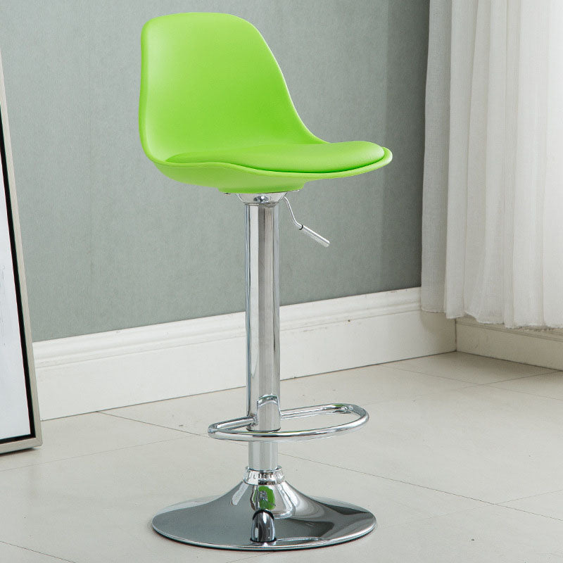 Contemporary Metal Barstool Low Back Faux Leather Cushion Footrest Stool