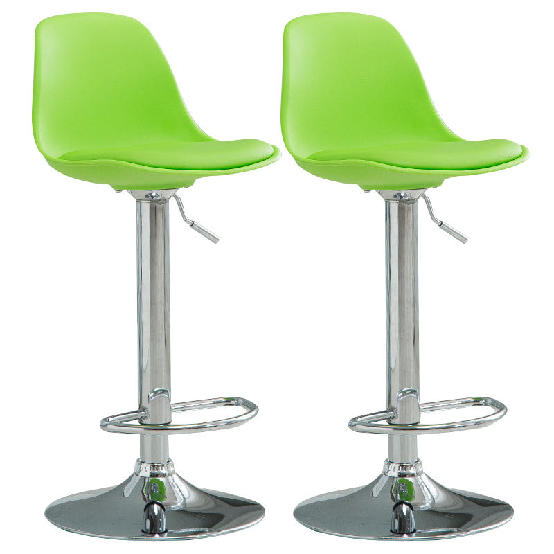 Contemporary Metal Barstool Low Back Faux Leather Cushion Footrest Stool