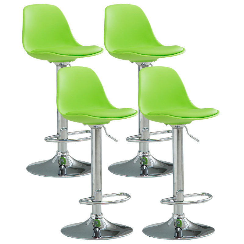 Contemporary Metal Barstool Low Back Faux Leather Cushion Footrest Stool