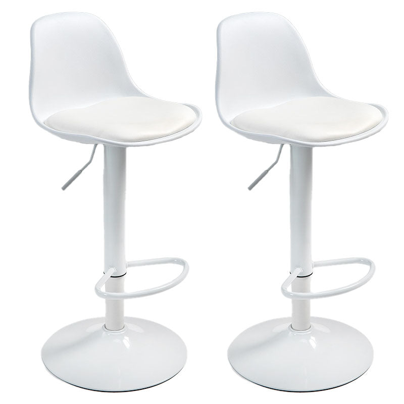 Contemporary Metal Barstool Low Back Faux Leather Cushion Footrest Stool