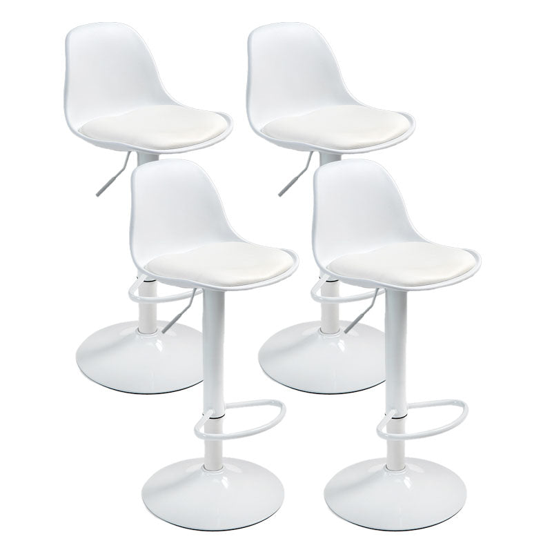 Contemporary Metal Barstool Low Back Faux Leather Cushion Footrest Stool