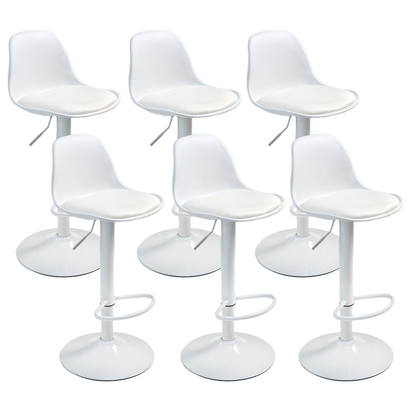 Contemporary Metal Barstool Low Back Faux Leather Cushion Footrest Stool