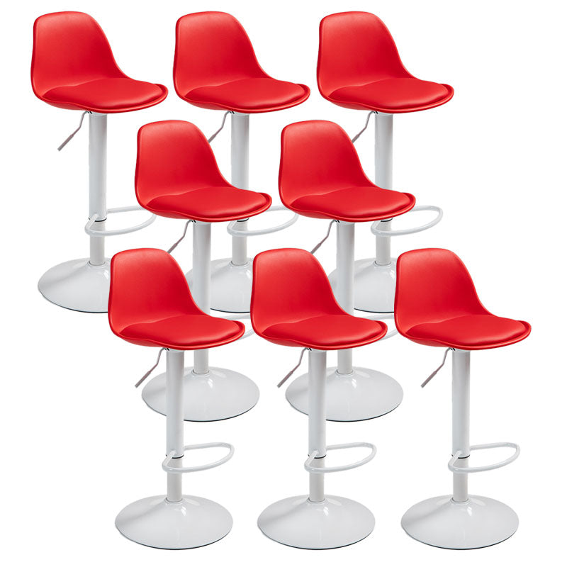 Contemporary Metal Barstool Low Back Faux Leather Cushion Footrest Stool