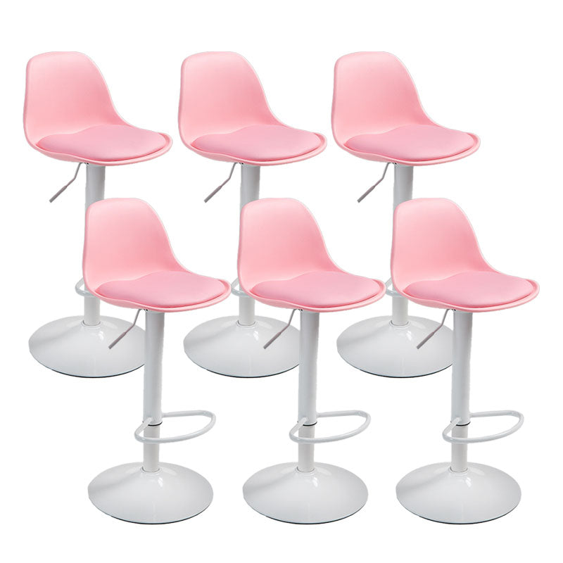 Contemporary Metal Barstool Low Back Faux Leather Cushion Footrest Stool