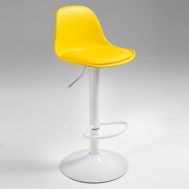 Contemporary Metal Barstool Low Back Faux Leather Cushion Footrest Stool