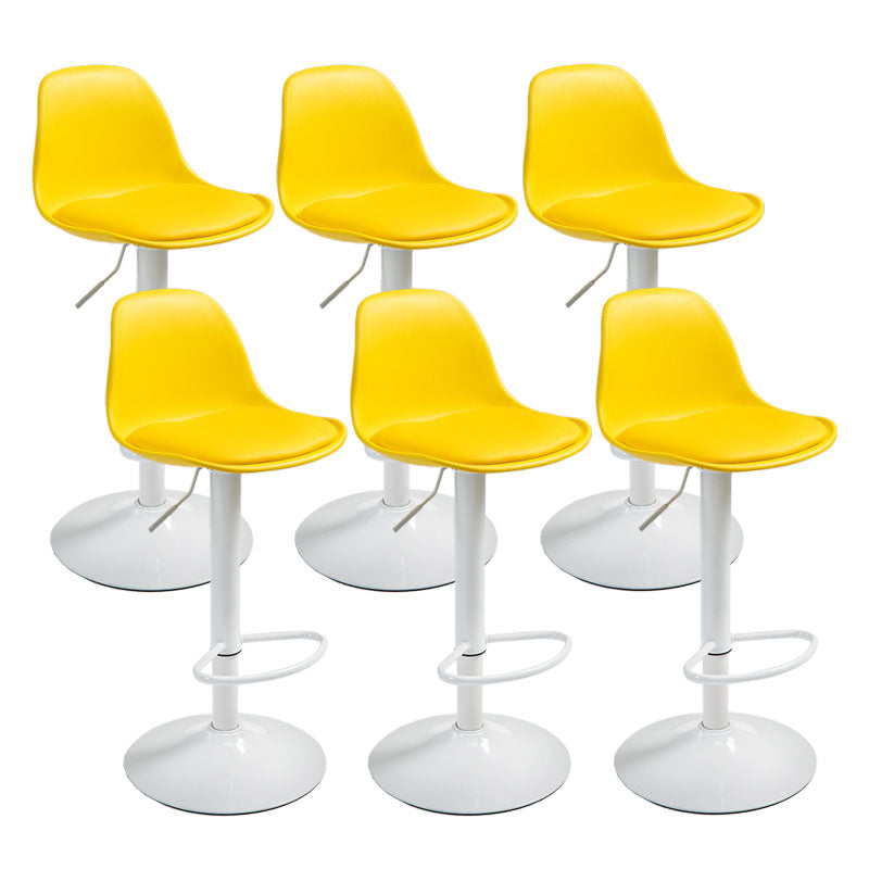 Contemporary Metal Barstool Low Back Faux Leather Cushion Footrest Stool