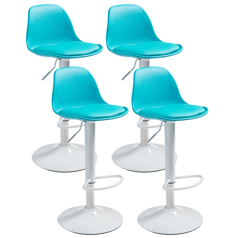 Contemporary Metal Barstool Low Back Faux Leather Cushion Footrest Stool