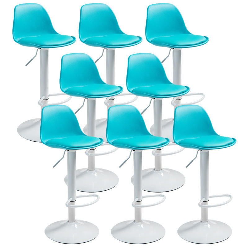 Contemporary Metal Barstool Low Back Faux Leather Cushion Footrest Stool