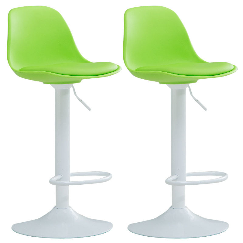 Contemporary Metal Barstool Low Back Faux Leather Cushion Footrest Stool