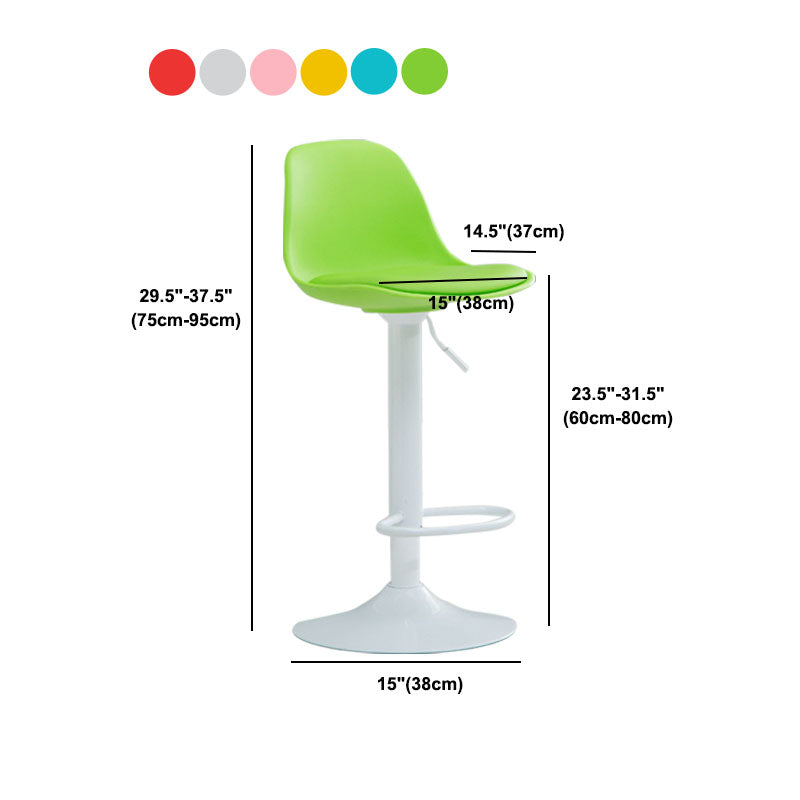 Contemporary Metal Barstool Low Back Faux Leather Cushion Footrest Stool