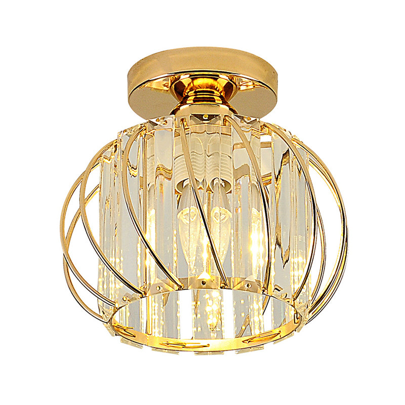 Modernism Ceiling Lighting Single Light Flush Mount Fixture with Crystal for Corridor