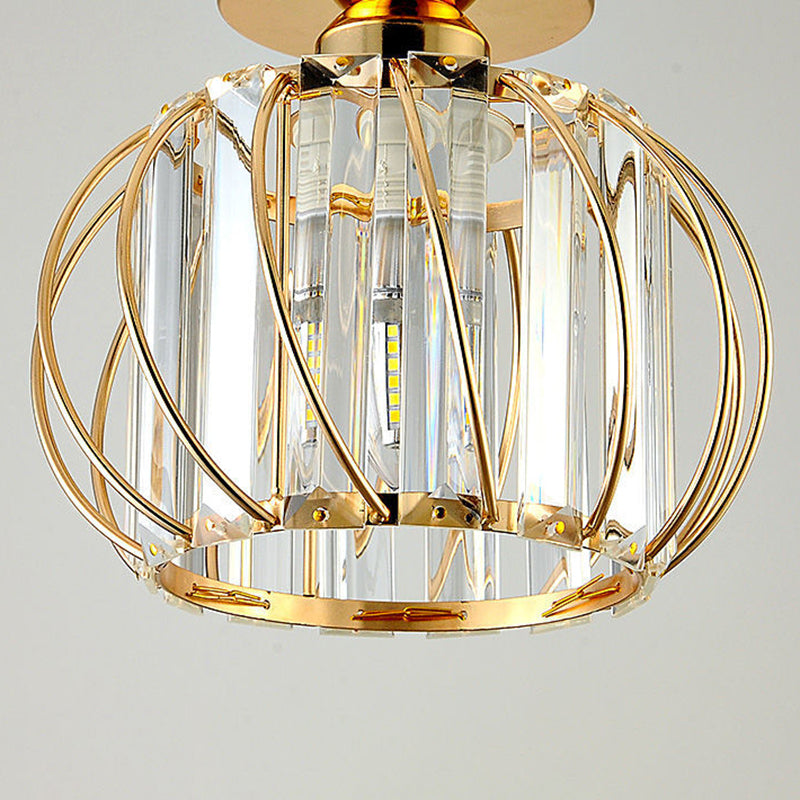 Modernism Ceiling Lighting Single Light Flush Mount Fixture with Crystal for Corridor