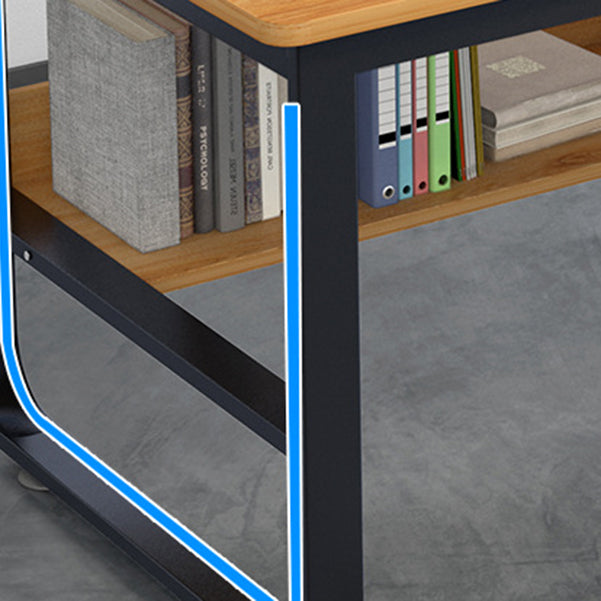 Metal and Wooden Writing Desk Industrial Rectangular Office Desk for Home