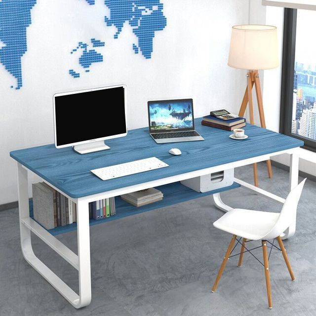 Metal and Wooden Writing Desk Industrial Rectangular Office Desk for Home