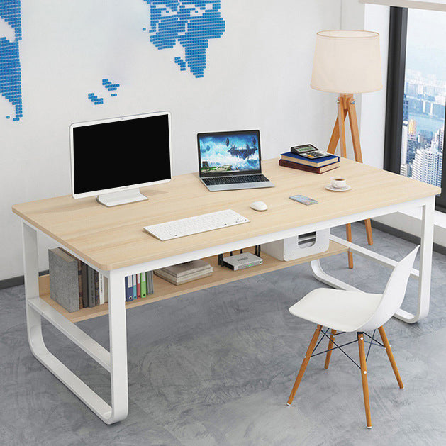 Metal and Wooden Writing Desk Industrial Rectangular Office Desk for Home