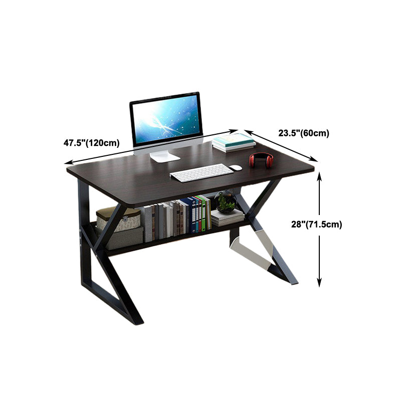 Metal and Wooden Writing Desk Industrial Rectangular Office Desk for Home