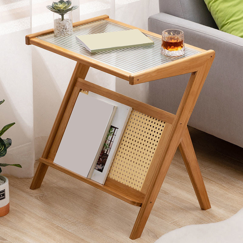 21.65" Tall Contemporary Style Side End Table Glass Sofa Side Accent Table