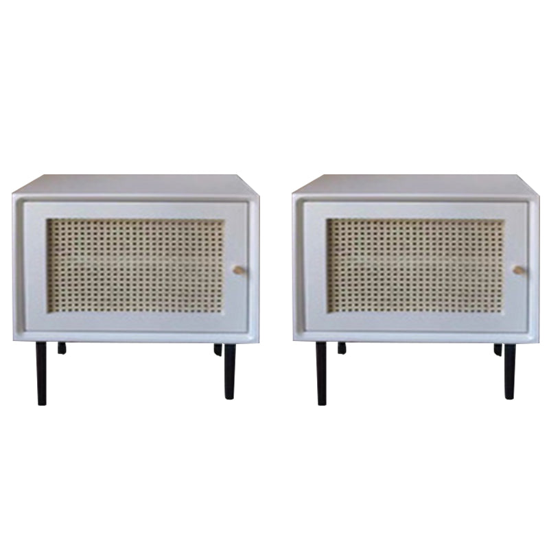 Contemporary Lower Shelf Nightstand Rattan Bedside Cabinet for Bedroom